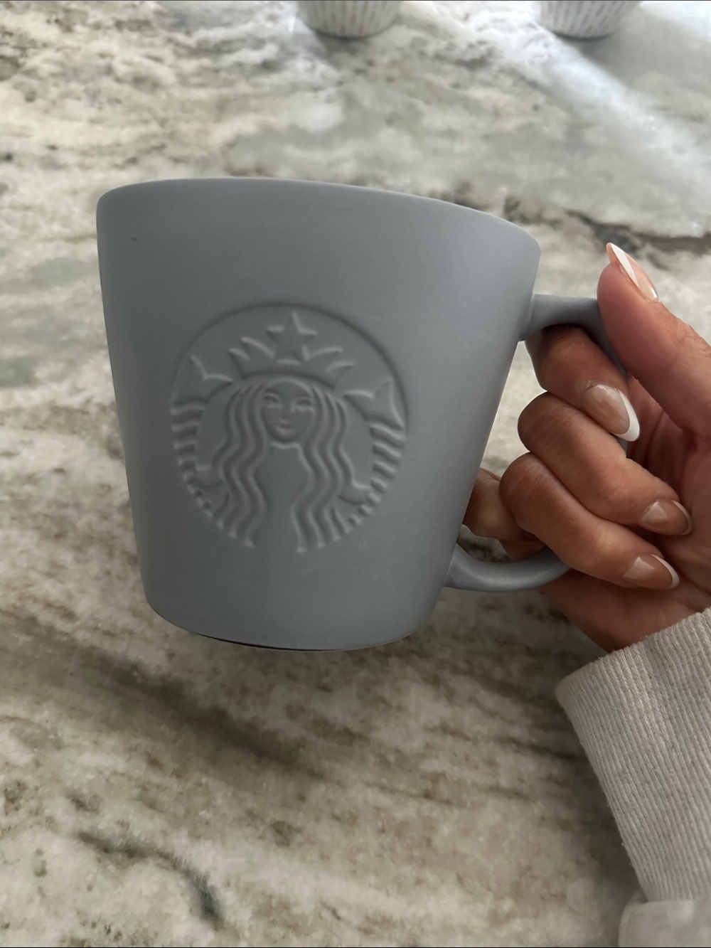 Starbucks Matte Light Gray Embossed Logo Mug